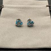 David Yurman Cable Wrap Stud Earrings Sterling Silver with Blue Topaz and Diamonds 11mm - 4