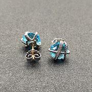 David Yurman Cable Wrap Stud Earrings Sterling Silver with Blue Topaz and Diamonds 11mm - 3