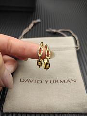 David Yurman Stax Chain Link Huggie Hoop Earrings 18K Yellow/ White Gold with Diamonds 12.5mm - 1