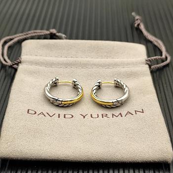David Yurman Crossover Hoop Earrings Sterling Silver with 14ct Yellow Gold 22.3mm