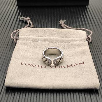 David Yurman Sculpted Cable Cuff Ring Sterling Silver with Diamonds 12.4mm