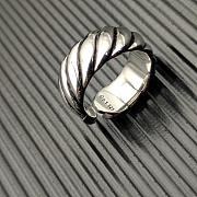 David Yurman Sculpted Cable Cuff Ring Sterling Silver with Diamonds 12.4mm - 4