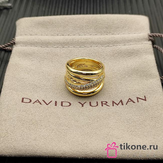 David Yurman Crossover Five Row Ring Yellow Gold With Diamonds 17.5mm - 1