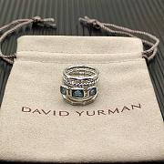 David Yurman Stax Five Row Ring Sterling Silver with Hampton Blue Topaz and Diamonds 15mm - 1