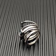 David Yurman Stax Five Row Ring Sterling Silver with Hampton Blue Topaz and Diamonds 15mm - 6