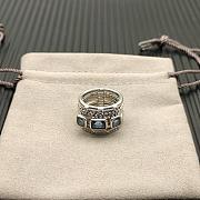 David Yurman Stax Five Row Ring Sterling Silver with Hampton Blue Topaz and Diamonds 15mm - 3