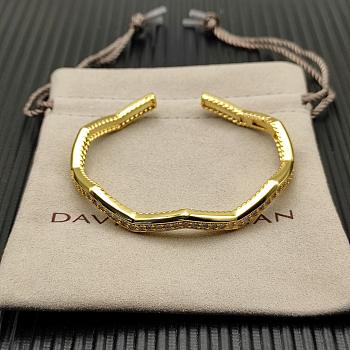David Yurman Zig Zag Stax Cuff Bracelet 18K Yellow/ White Gold with Diamonds 5mm