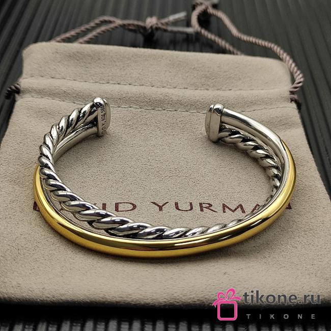 David Yurman Crossover Two Row Cuff Bracelet Sterling Silver with 14K Yellow Gold 10.7mm - 1