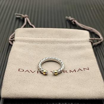 David Yurman Petite Cable Open Ring Sterling Silver with 14K Yellow Gold 3.4mm