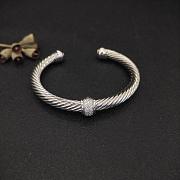 David Yurman Classic Cable Station Bracelet Sterling Silver with Pavé Diamonds 7mm - 4