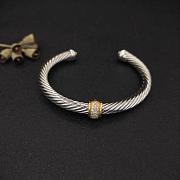 David Yurman Classic Cable Station Bracelet Sterling Silver with 18K Yellow Gold and Pavé Diamonds 7mm - 4