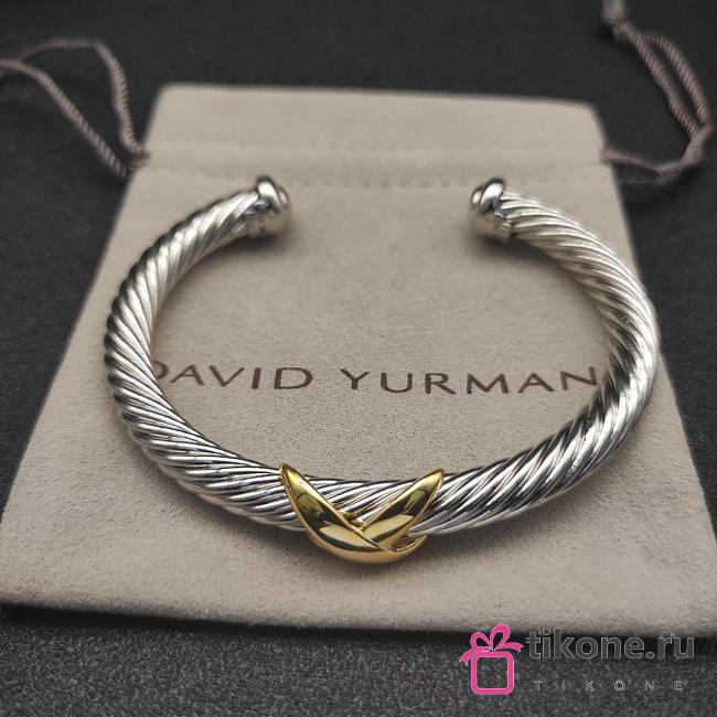 David Yurman X Classic Cable Station Bracelet Sterling Silver with 14K Yellow Gold 7mm - 1