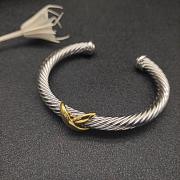 David Yurman X Classic Cable Station Bracelet Sterling Silver with 14K Yellow Gold 7mm - 4