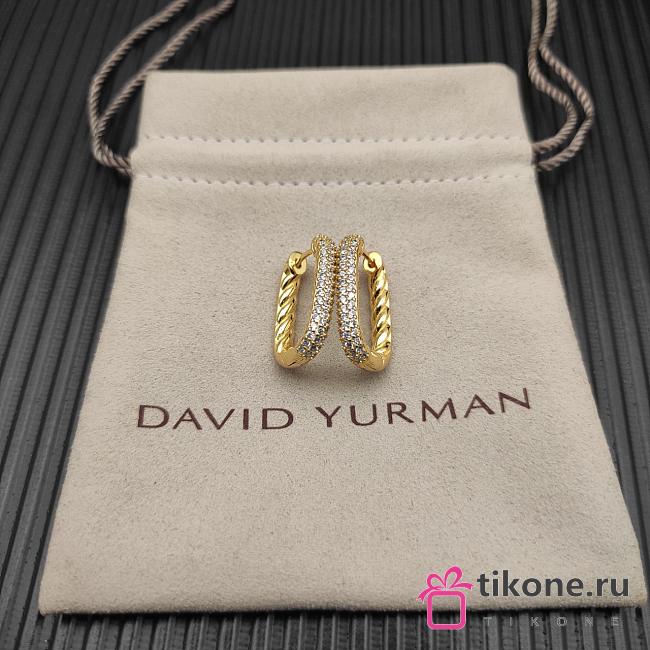 David Yurman DY Madison Smooth Hoop Earrings in 18K Yellow/ White Gold with Diamonds 24.3mm - 1