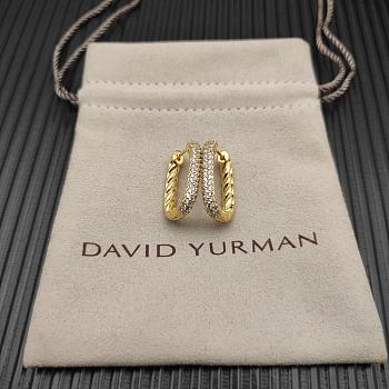 David Yurman DY Madison Smooth Hoop Earrings in 18K Yellow/ White Gold with Diamonds 24.3mm