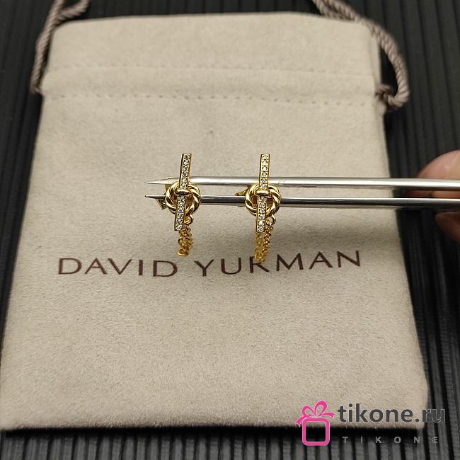 David Yurman DY Mercer Petite Toggle Chain Stud Earrings 18K Yellow/ White Gold with Diamonds 38.2mm - 1