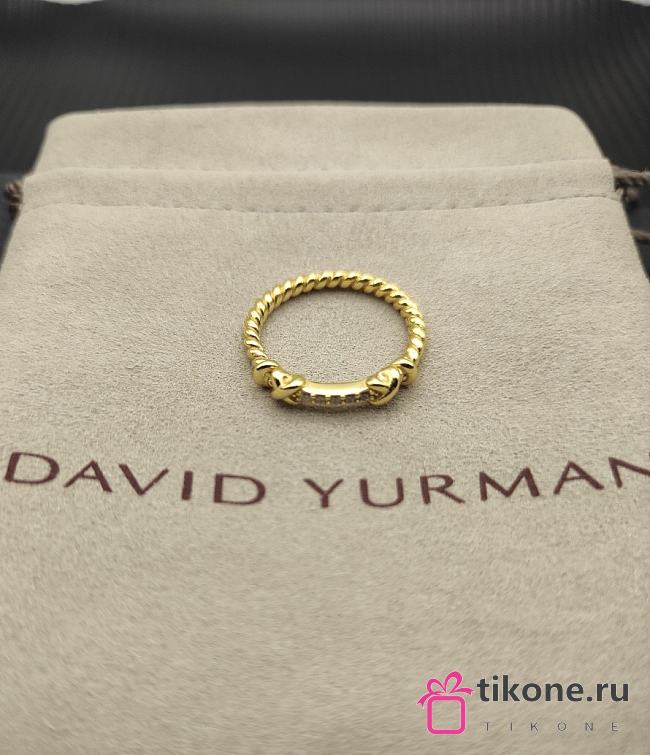 David Yurman Petite Helena Wrap Band Ring 18K Yellow Gold with Diamonds 4mm - 1