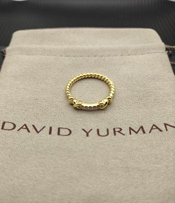 David Yurman Petite Helena Wrap Band Ring 18K Yellow Gold with Diamonds 4mm