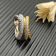 David Yurman Crossover Two Row Ring 18K Yellow/ White Gold with Diamonds 7.4mm - 1