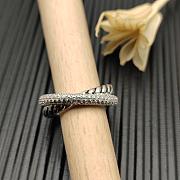 David Yurman Crossover Two Row Ring 18K Yellow/ White Gold with Diamonds 7.4mm - 5