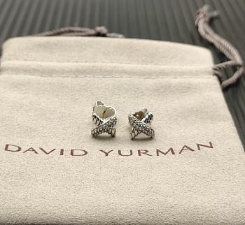 David Yurman Petite X Stud Earrings 18K Sterling Silver with Diamonds 8.4mm