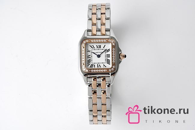 Panthere de Cartier Watch Rose/ White Gold Small Model Bezel Set with Brilliant-cut Diamonds 22x30mm - 1