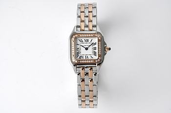 Panthere de Cartier Watch Rose/ White Gold Small Model Bezel Set with Brilliant-cut Diamonds 22x30mm