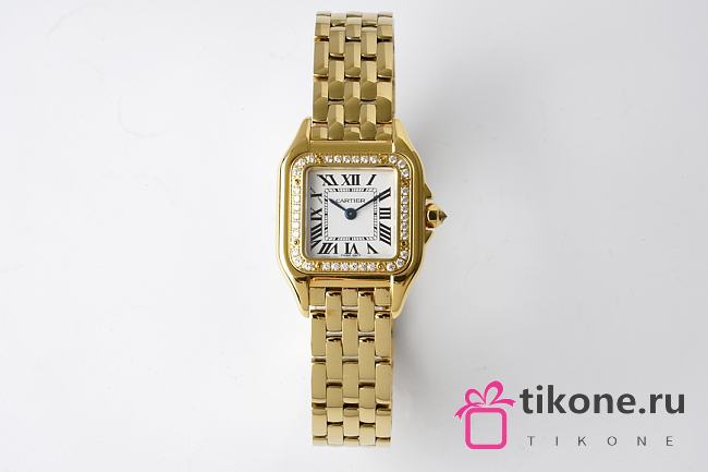 Panthere de Cartier Watch Yellow Gold Small Model Bezel Set with Brilliant-cut Diamonds 22x30mm - 1
