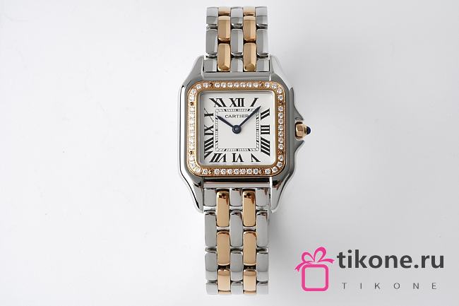 Panthere de Cartier Watch Rose/ White Gold Medium Model Bezel Set with Brilliant-cut Diamonds 27x37mm - 1
