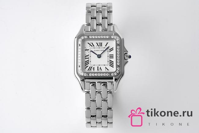 Panthere de Cartier Watch White Gold Medium Model Bezel Set with Brilliant-cut Diamonds 27x37mm - 1