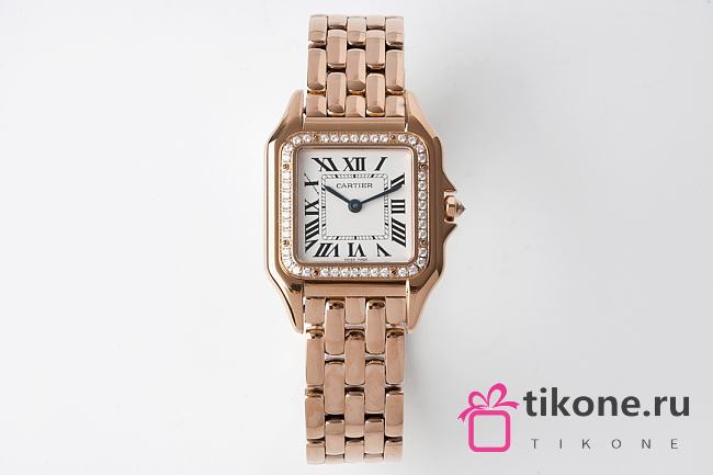 Panthere de Cartier Watch Rose Gold Medium Model Bezel Set with Brilliant-cut Diamonds 27x37mm - 1