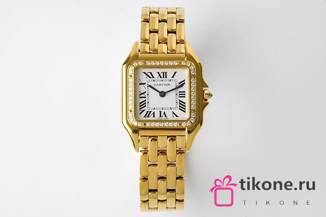 Panthere de Cartier Watch Yellow Gold Medium Model Bezel Set with Brilliant-cut Diamonds 27x37mm - 1