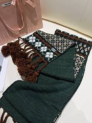 Miumiu Wool And Cashmere Scarf Cognac/Billiard Green - 22x160cm - 3