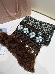 Miumiu Wool And Cashmere Scarf Cognac/Billiard Green - 22x160cm - 2