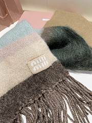 Miumiu Wool Scarf With Fringes Cognac/Tundra - 23x185cm - 4
