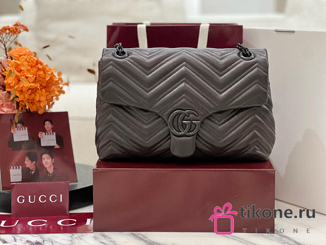 Gucci GG Marmont Medium Shoulder Bag Dark Brown - 31x17x8cm - 1