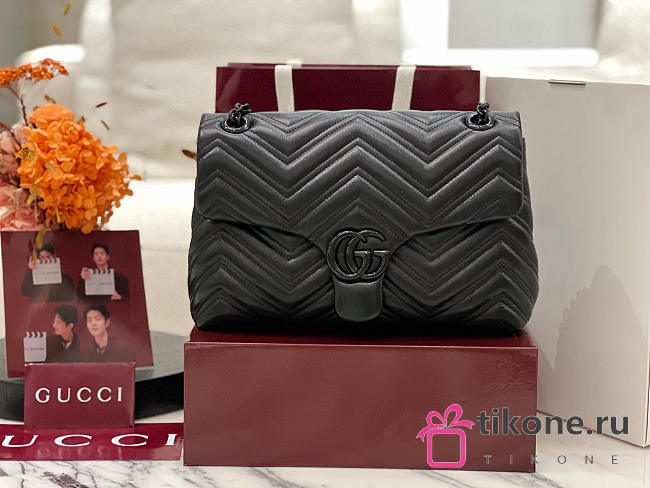Gucci GG Marmont Medium Shoulder Bag Black - 31x17x8cm - 1