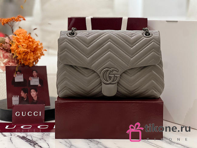 Gucci GG Marmont Medium Shoulder Bag Dusty Grey - 31x17x8cm - 1