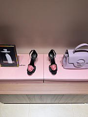 Rose Vivier Sandals in Satin Black Pink 10cm - 6