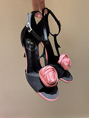Rose Vivier Sandals in Satin Black Pink 10cm - 4