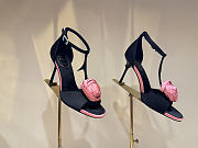 Rose Vivier Sandals in Satin Black Pink 10cm - 3