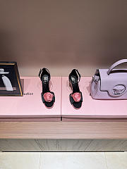 Rose Vivier Sandals in Satin Black Pink 10cm - 2