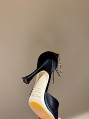 Jimmy Choo Saeda 100 Black Satin Pumps with Crystal Embellishment - 3