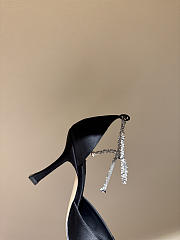 Jimmy Choo Saeda 100 Black Satin Pumps with Crystal Embellishment - 2