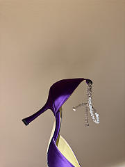 Jimmy Choo Saeda 100 Purple Satin Pumps with Crystal Embellishment - 6