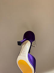 Jimmy Choo Saeda 100 Purple Satin Pumps with Crystal Embellishment - 5