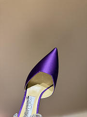 Jimmy Choo Saeda 100 Purple Satin Pumps with Crystal Embellishment - 2
