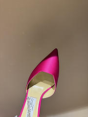 Jimmy Choo Saeda 100 Fuchsia Satin Pumps with Crystal Embellishment - 5