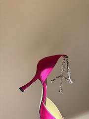 Jimmy Choo Saeda 100 Fuchsia Satin Pumps with Crystal Embellishment - 4