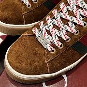 Men's Gucci Ace Sneaker with Web Brown Suede  - 4